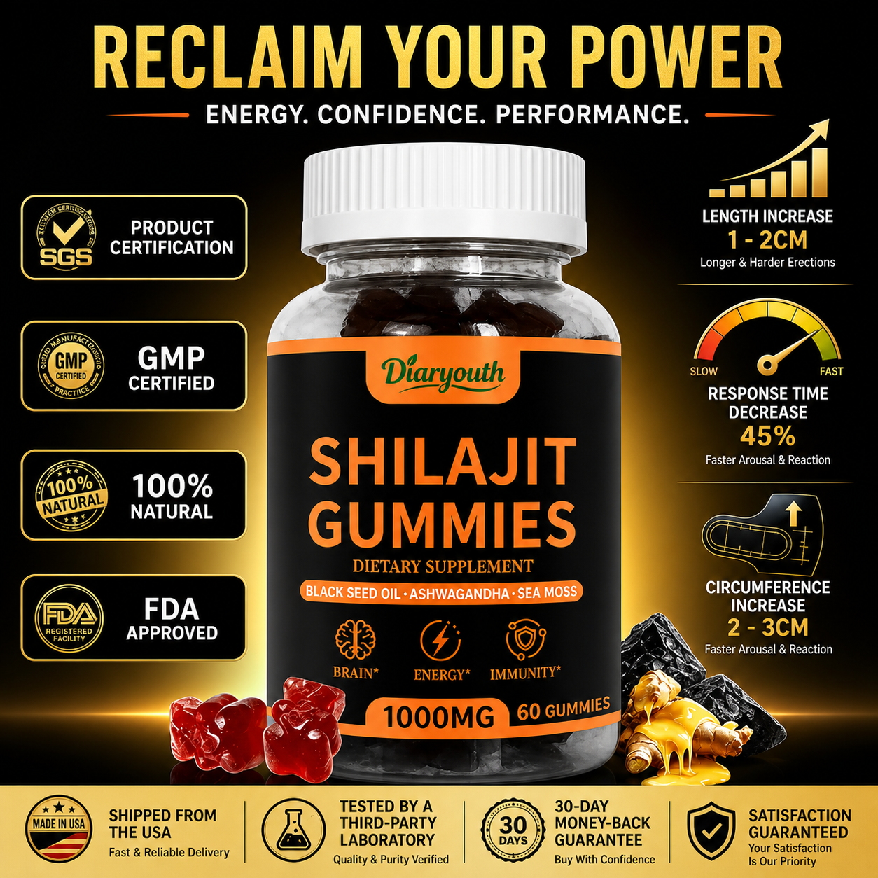 Diaryouth Pure Himalayan Shilajit Gummies